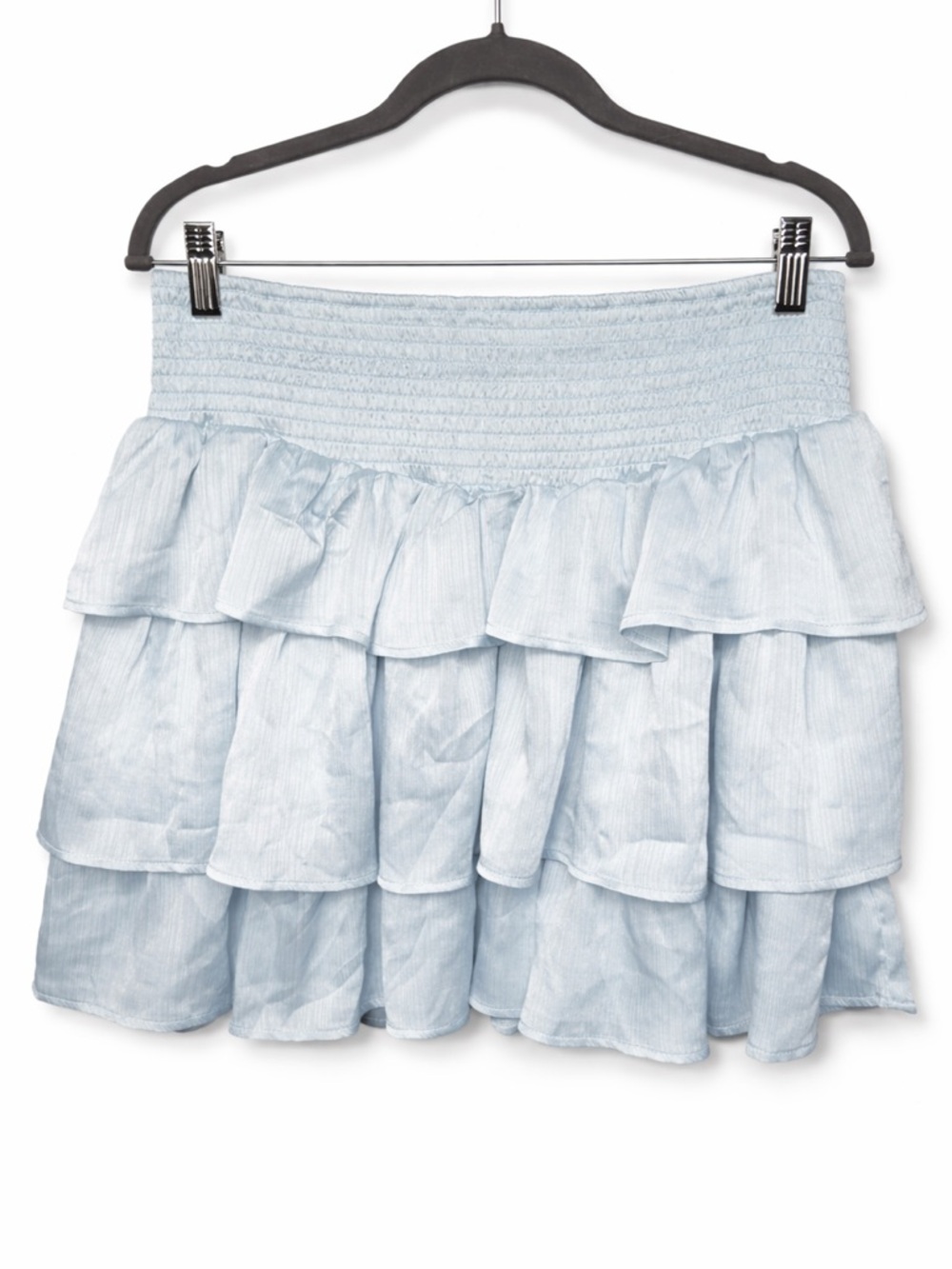 Arula Light Blue Tiered Ruffle Mini Skirt 0X Smocked Waist Boho